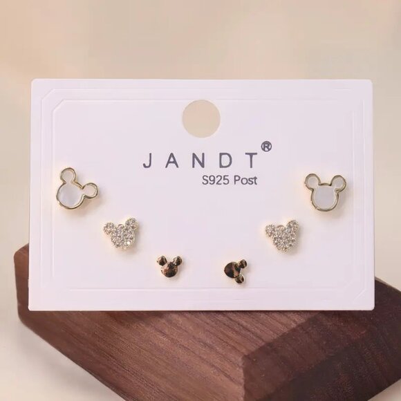 Jewelry - NWT Set of 3 Mickey Mouse Earrings  Gold or Silver